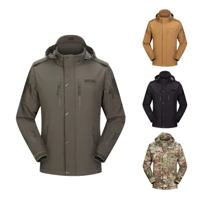 Flexible Polyester Softshell Jacket for Hiking and Exploration Windproof Lightweight Warm Activewear with Adjustable Features
