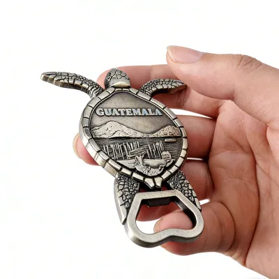 Custom Travel Souvenir Metal Lake Atitlan Souvenir Travel 2-in-1 Guatemala Turtle Bottle Opener Fridge Magnet