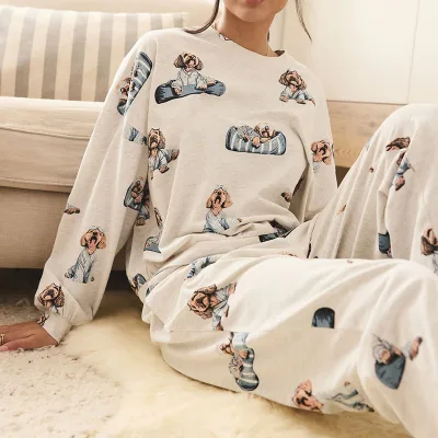 Women's Cotton Home Wear with Cute Prints for a Warm Winter Outfit