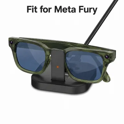 Easy-Use Charging Base for Meta Fury, Portable USB-C Charging Stand for Ray-Ban Meta Ai Glasses for Home Office and Travel