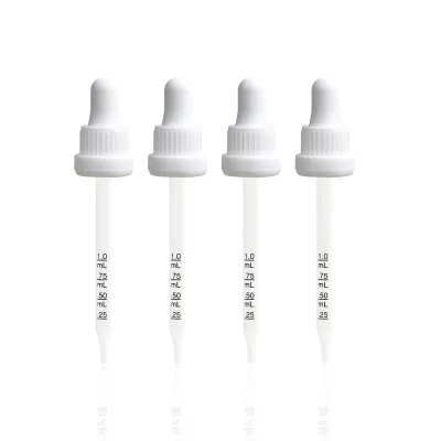18mm White Tamer Evident Plastic Dropper Round Head Essential Oil Dropper Scale Dropper Cap
