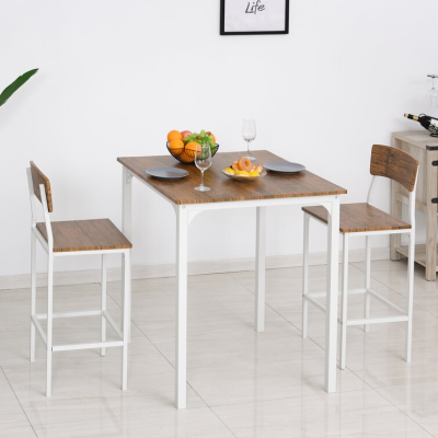 Modern Solid Wood Dining Set with 2 Chairs Home Furniture Small Metal Dining Table and Chair Set