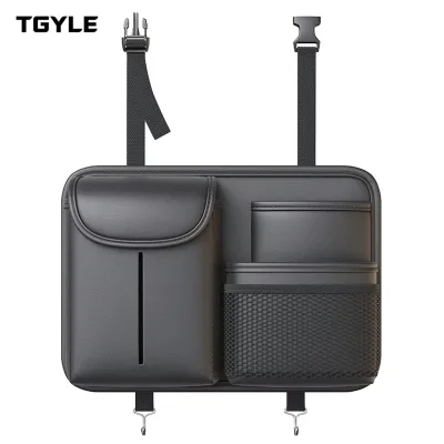Luxury PU Leather Car Seat Back Organizer Waterproof Hanging Storage Bag Multi-Pocket Universal Mat Auto Interior Accessories