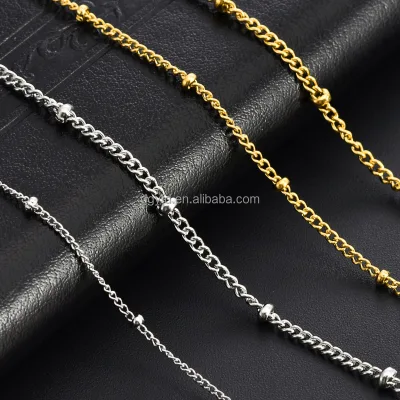 Minimalist Gold Silver Dainty Satellite Chain Necklace Stainless Steel Tiny Flat Bead Ball Link Chain Women Jewelry Accessories