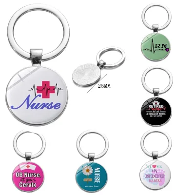 Wholesale Alloy & Epoxy Medical RN Nurse Keychain with Silver Plating-Mix Styles for Nurse Accessories & Nurse's Day Gift