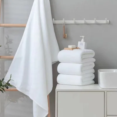 Water Locking Quick Dry White Hotel Spa Towel Soft Terry Cotton Material Comfortable Touch Reusable Washable White Towel