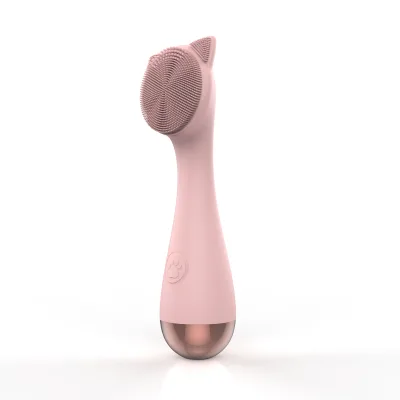 Customize Logo New Trending Cute Cat Design Silicone Face Cleanser Rechargeable Facial Brush with Heating Compress