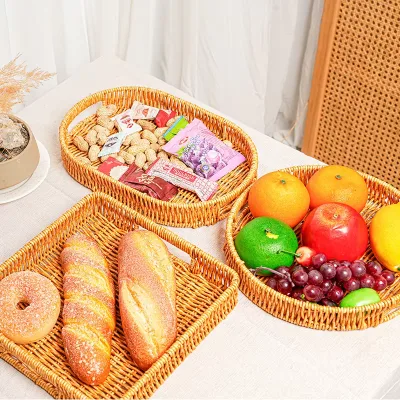 Factory Woven Storage Tray Perfect for Storing Bread Snacks and Fruits in Living Room and Dining Room