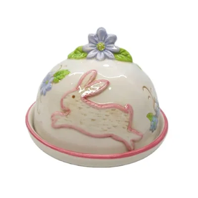 3D Creative Bunny Rabbit Cheese Ceramic Snack Dessert Plate Durable Dishes & Plates with Unique Covered Design