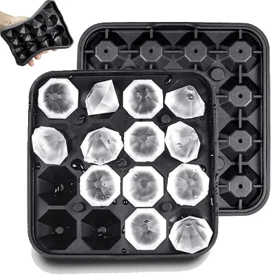 Tiny Diamond Fun Shapes Silicone Ice Cube Trays BPA-Free 16 Cubes Per Tray Easy Release Stackable Mini Lid Made in China