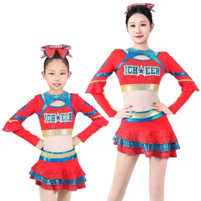 OEM Sparkle Sequins High Support Cheer Uniform Performance Custom Cheerleading Uniforms