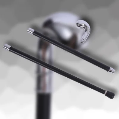 Vintage Shiny Silver Teardrop-Shaped Curved Handle Aluminum Cane for Gentleman Decorative Costume Role-Playing Fashion 113kg