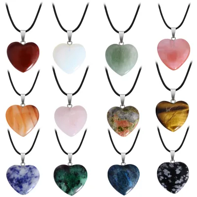 DIY Gemstone Pendants Natural Healing Crystal Stone Heart Shaped Pendant for Agate Pendant Necklace Accessories