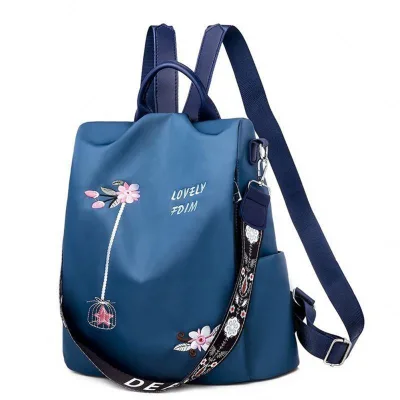New Design Waterproof Women Ladies Oxford Backpack With Flower