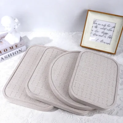 Linen Texture 76 89 96 104 Rings Storage Round Square Storage Tray Organizer Display Elegant Solution for Home and Retail