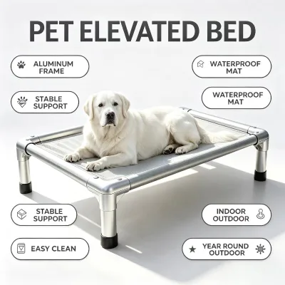 Raised Pet Dog Bed Premium Aluminum Frame Chew Proof Anti Slip for Backyard RV Trip Animal Rescue Station