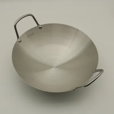 Stainless Steel Wok Double Handles Commercial Grade Electropolished Surface Wok Pan for Stir Fry Deep Frying Asian Cooking