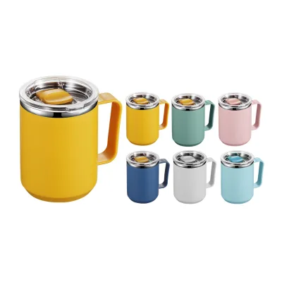 Scandinavian Mug Ins Style Minimalist Office Mug with Lid and Handle Stainless Steel Afternoon Tea Coffee Mug