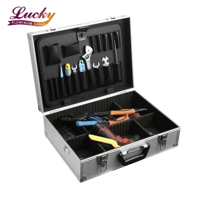 Silver Hard Carrying Aluminum Locking Case Portable Aluminum Tools Storage Box Professional Carrying Case