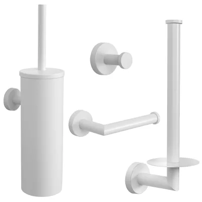 White Stainless Steel Wall-Mounted Floor Hanging for Bathroom Use Four-Piece Set Toilet Brush Holder