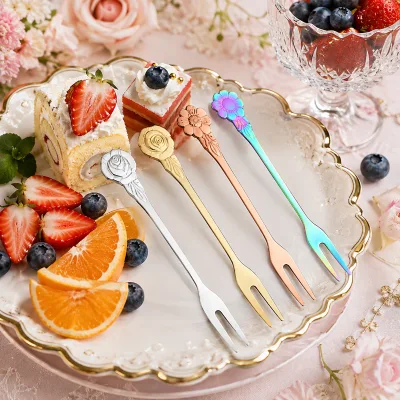 Premium Quality Modern Stainless Steel Fork Spoon Set 4-Piece Customized for Home & Restaurant Use Mirror Polish Gold Plating