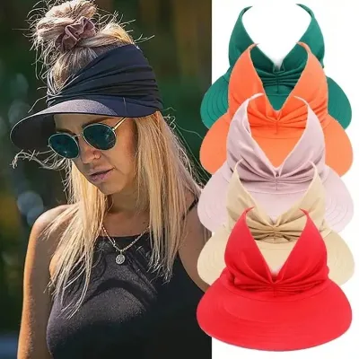 Fashion Summer Beach Hat Women's Sun Visor Sun Hat Anti-ultraviolet Elastic Hollow Top Hat New Casual Caps
