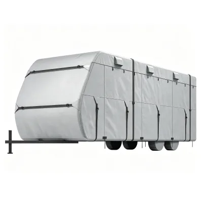 Bestway Travel Trailer RV Cover PU Coated Oxford Fabric Waterproof UV Resistant Wind Resistant Elastic Hem Sponge Drainage