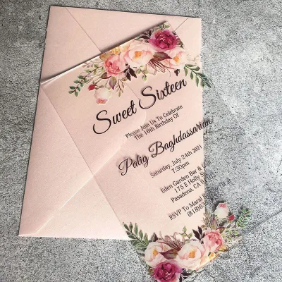 Chinese Factory Professional Card Custom Acrylic PVC Transparent Wedding Invitation Card