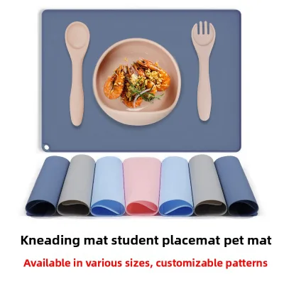 Customizable Silicone Gel Non-Slip Heat-Resistant Table Mat Placemat Foldable Storage Raised Edges Also Serves Kneading Pad Pet