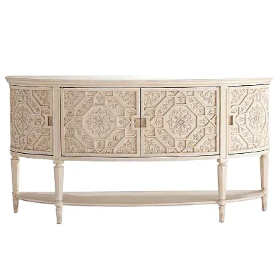 High Quality French Carved Hemiarc Camber Decorative Entrance Side Board Cabinet Wood