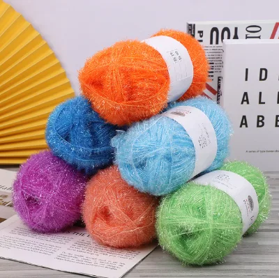 Fancy Yarn 100% Polyester Feather Shiny Metallic Scrubby Yarn for Weaving