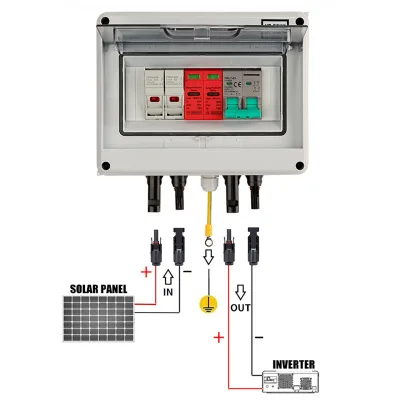 Solar PV Combiner Box DC 600V 1In1Out Surge Protection SPD MCB Fuse Holder for Solar Panel Power System