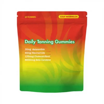 Wholesale OEM Daily Tanning Gummies 30mg Astaxanthin Niacinamide Vitamin D3 Beta Carotene Dietary Supplement for Adults