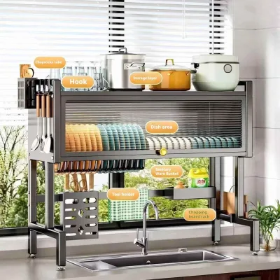 Restaurant Luxury Dish Drainer Drying Rack Large Capacity Dish Rack 2Tier Kitsure Dish Drying Rack for Dining Room