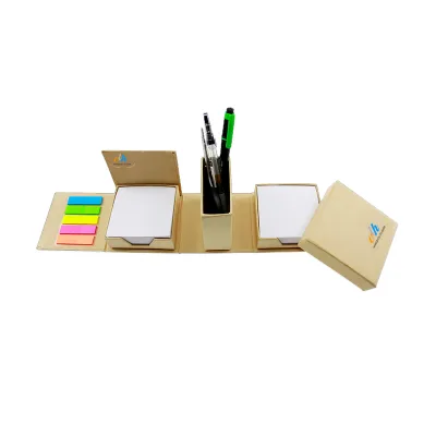 Custom Printed Wholesale Sticky Note Cube Desk Organizer Sticky Notes and Page Marker Colored Index Tabs Flags in Kraft Box