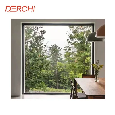 DERCHI Soundproof Double Glass Aluminum Large Fixed Glass Window Floor to Ceiling Window