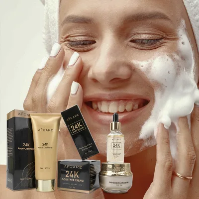 Korean Anti-Aging Skin Care Set Paraben-Free 24K Gold Niacinamide Lightening ODM Daily Woman Face Whitening Care