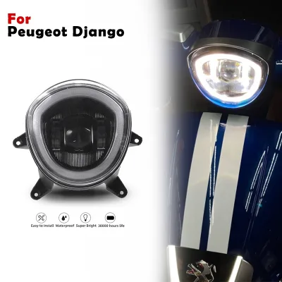 Yongjin Factory Price Motorbike Black Front LED Headlight with High/Low Beam DRL for P Eugeot Django 125