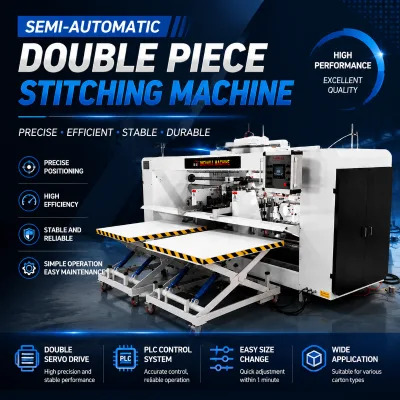 Full Servo Control Double Piece Box Stitcher Machine High Precision Two Piece Corrugated Carton Folder Stitcher