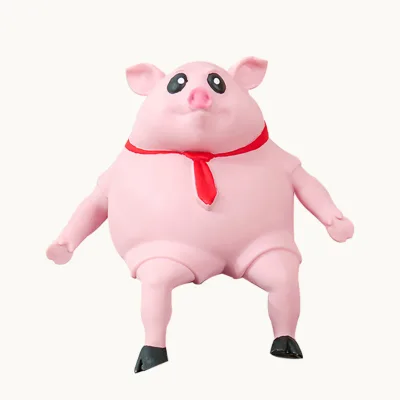 Hot Sale Unisex Eco-friendly TPR Piggy Squeeze Toys Pink Skin Pig Stress Relief Toys for Kids Aged 5-7 Years for Boys Girls
