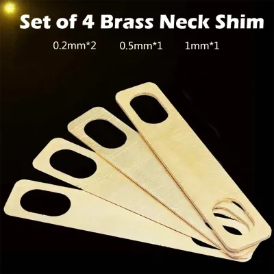 Wholesale Solid Brass Guitar Neck Shims 4Pcs Set 0.2/0.5/1mm Thickness Height Adjustment Shim for Electric Guitar Neck Shim
