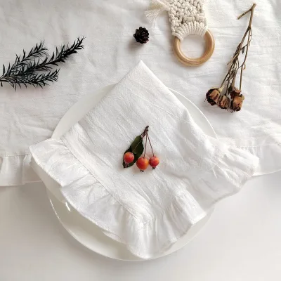 Placemat French Napkin Cloth Tea Towel Ruffled Solid Color Pastoral Style Customizable Heat Insulation Home Restaurant Mat
