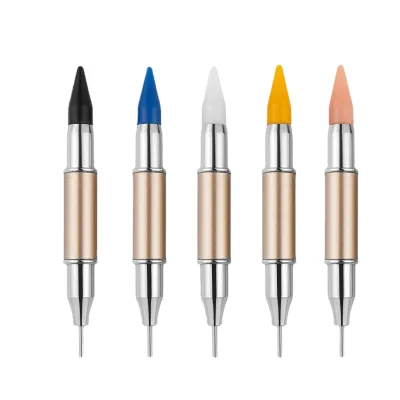 Hot Dual-ended Nail Dotting Pen Nylon Brush Angular Blush Rhinestone Studs Picker Wax Pencil Manicure Glitter Tool