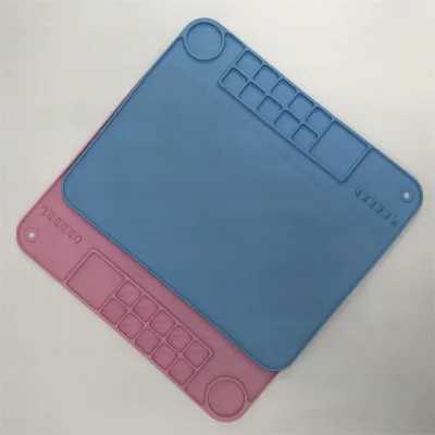 Custom Foldable Silicone Rubber Silastic Painting Mat with Color Mixing Palette Grooves