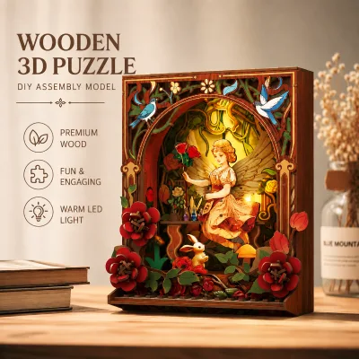 EPT DIY Wooden Flower Fairy Piano House Kit with LED Light 150+PCS 3D Miniature House Puzzle Craft Gift for Teens Adults