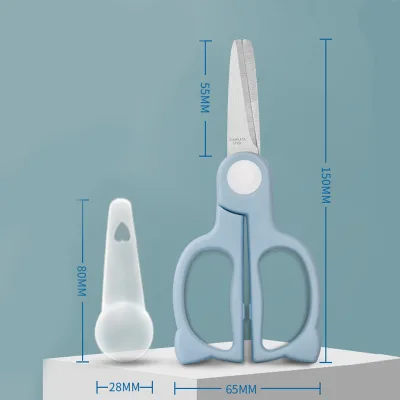 Creative Blue Cat Style Baby Food Scissors Stainless Steel Food Grade Kitchen Scissors