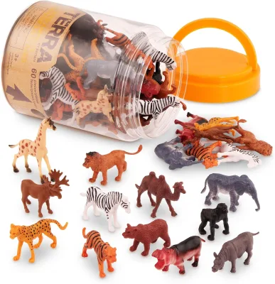Wild Creatures Tube Realistic Mini Animal Figurines More Safari Wild Animal Tube Plastic Educational Toys for Kids