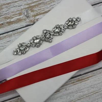 Hand Sewn Kids Party Dress Belt,Children Accessories Rhinestone Ribbon Belt Small Dress Belt