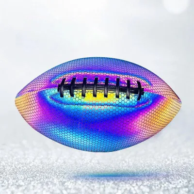 Explosive New Size 9 Reflective PU American Football Rugby Ball Machine Sewn for Match/Training