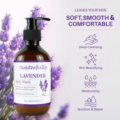 Private Label Body Wash Shower Gel Natural Vegan Exfoliating Aha Lavender Shower Gel Body Wash for Women Men